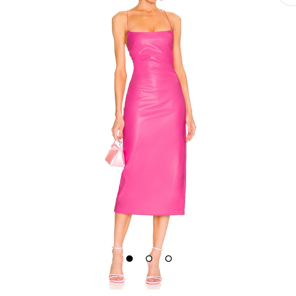 BARDOT. Faux leather dress with adjustable straps.